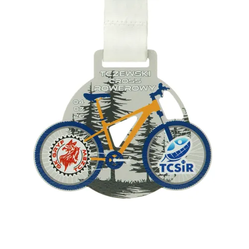 Stahlmedaille mit UV-Druck — farbiges Veranstaltungslogo auf Metalloberfläche